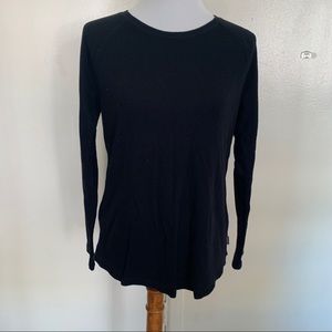 black waffle cotton long sleeve shirt sz L